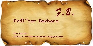 Fráter Barbara névjegykártya